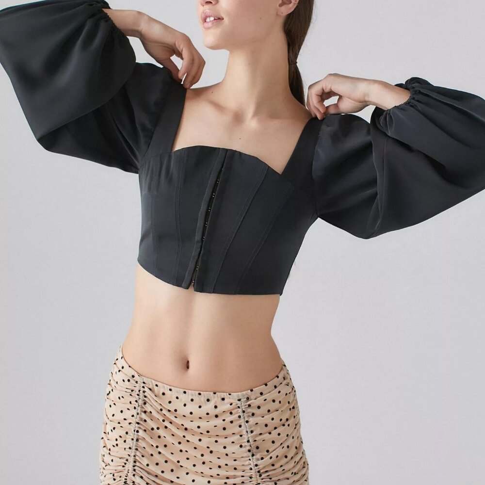 NWT $59 URBAN OUTFITTERS Maddie Bustier Black Top - Small